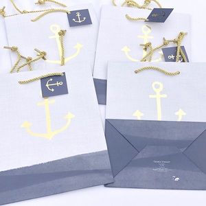 🛑CLEARANCE‼️ Set of 4 ⚓️🆕 Mara Mi anchor Gold and blue gift bags